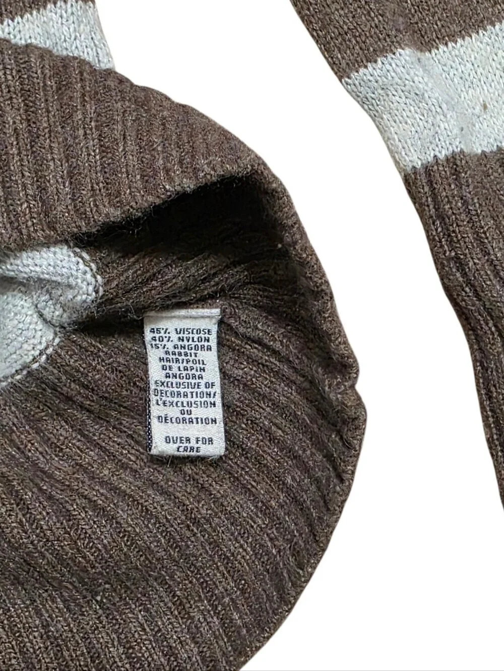 Abercrombie vintage grey and brown striped rabbit hair blend knit sweater - Picture 5 of 6